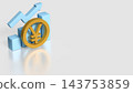 Golden Japanese Yen Symbol with Blue Growth Chart and Copy Space 3d render. 143753859