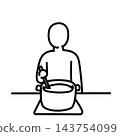 A stick figure stirring a pot A stick figure stirring a pot 143754099