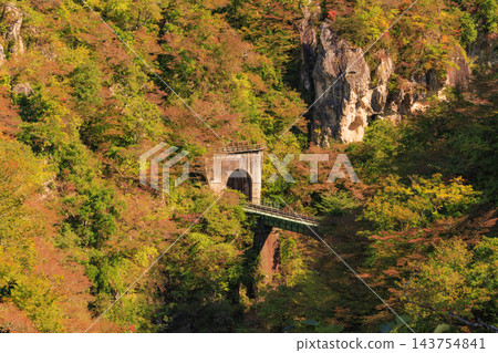 Miyagi Prefecture, Naruko Gorge, ablaze with autumn colors. Miyagi Prefecture, Naruko Gorge, ablaze with autumn colors. 143754841