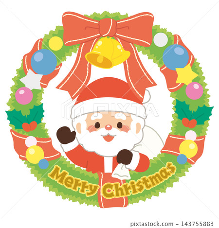 Cute Santa Claus Christmas wreath Cute Santa Claus Christmas wreath 143755883