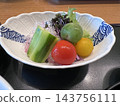 Fresh vegetables served as a side dish with Japanese food 143756111