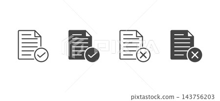 Document Approved and Rejected Vector Icons Set with Checkmark and Cross Symbols in Line and Glyph Style for Business Contract Validation Design Document Approved and Rejected Vector Icons Set with Checkmark and Cross Symbols in Line and Glyph Style for Business Contract Validation Design 143756203