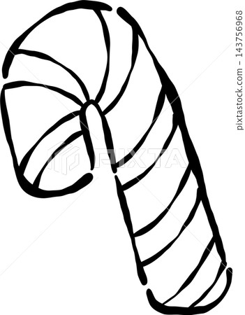 Outline Christmas Candy Cane Hand Drawn 143756968