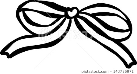 Minimalist White Ribbon Bow Illustration Outline Hand Drawn Doodle Minimalist White Ribbon Bow Illustration Outline Hand Drawn Doodle 143756971