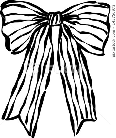 Striped Bow Over Sized Illustration Outline Hand Drawn Doodle Striped Bow Over Sized Illustration Outline Hand Drawn Doodle 143756972