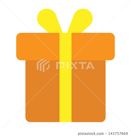 Gift icon, present, single color, no outline, Christmas, simple, winter, vector. 143757669