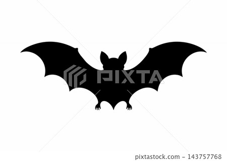 Symmetrical Black Bat Silhouette Isolated on White Background Symmetrical Black Bat Silhouette Isolated on White Background 143757768