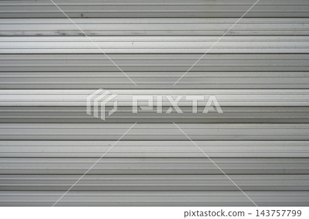 Minimal Gray Metal Shutter Wall Texture Background with Horizontal Line Pattern Minimal Gray Metal Shutter Wall Texture Background with Horizontal Line Pattern 143757799