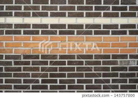 Modern Exterior Brick Wall Texture with Orange and Ivory Accent Stripe Patterns Modern Exterior Brick Wall Texture with Orange and Ivory Accent Stripe Patterns 143757800