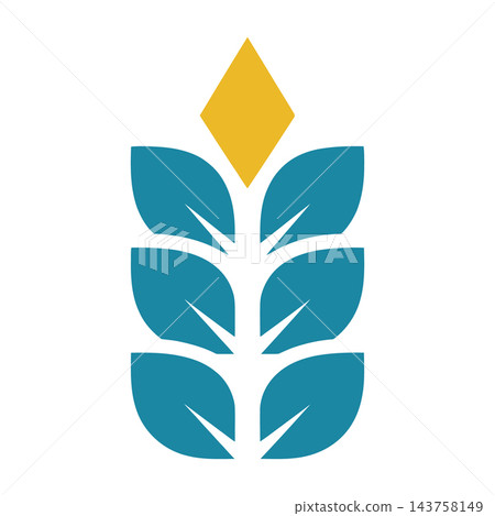 Blue plant logo with yellow diamond shape on white background simple icon Blue plant logo with yellow diamond shape on white background simple icon 143758149