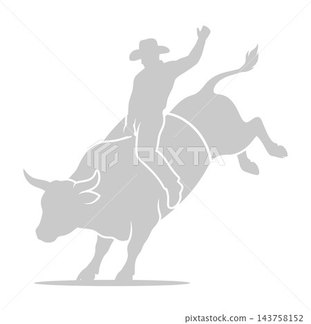 Rodeo cowboy riding bucking bull silhouette graphic 143758152
