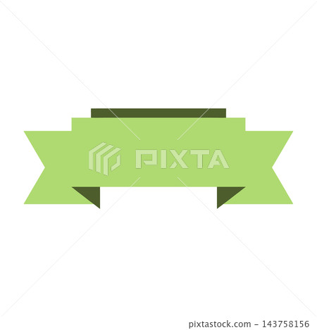 Green ribbon banner with dark green accents on white background for labels Green ribbon banner with dark green accents on white background for labels 143758156