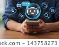 A smartphone's AI agent assists with schedule management, content creation, and online shopping. 143758273
