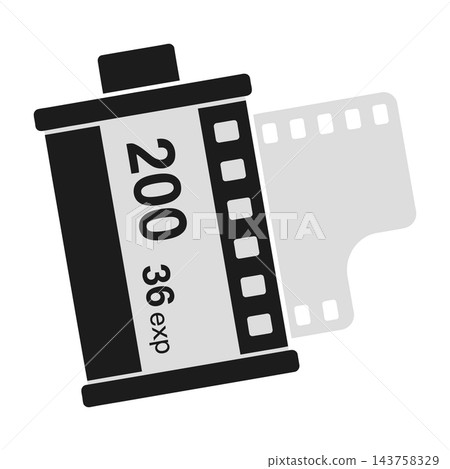 Film roll with 200 36 exposures, photography equipment, filmstrip Film roll with 200 36 exposures, photography equipment, filmstrip 143758329