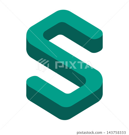 Teal color 3D letter S symbol icon graphic Teal color 3D letter S symbol icon graphic 143758333