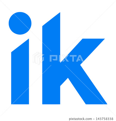 Blue logo with lowercase i and k letters symbol Blue logo with lowercase i and k letters symbol 143758338