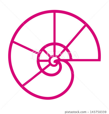 Fibonacci spiral golden ratio geometry math symbol pink line art illustration Fibonacci spiral golden ratio geometry math symbol pink line art illustration 143758339