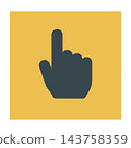 Hand pointing up icon gesture sign yellow background 143758359