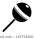 Black and white illustration of a baby rattle toy on a plain background 143758360