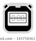 Digital stopwatch timer icon with black and white design and 0:00 display 143758361