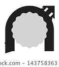 black and white abstract archway with gray circle and road 143758363
