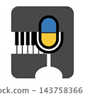 Microphone with blue and yellow pill symbol 143758366