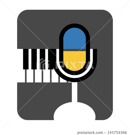 Microphone with blue and yellow pill symbol 143758366