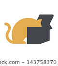 Yellow cat peeking out from behind black box, curious feline 143758370