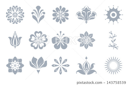Flower icons set. Isolated elements for design. Vector graphics. Flower collection 143758539