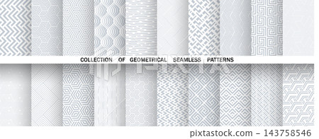 Geometric set of seamless gray and white patterns. Simple vector graphics 143758546