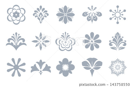 Flower icons set. Isolated elements for design. Vector graphics. Flower collection Flower icons set. Isolated elements for design. Vector graphics. Flower collection 143758550