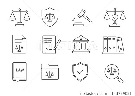 Set of law and justice thin line icons Set of law and justice thin line icons 143759031