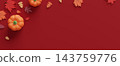 Autumn and thanksgiving banner background design with copy space 3D render 143759776