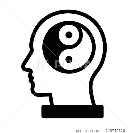 Yin Yang Symbol Inside Human Head Outline Representing Balance, Psychology, Mindfulness, Mental Health, Meditation, and Philosophical Harmony Yin Yang Symbol Inside Human Head Outline Representing Balance, Psychology, Mindfulness, Mental Health, Meditation, and Philosophical Harmony 143759828