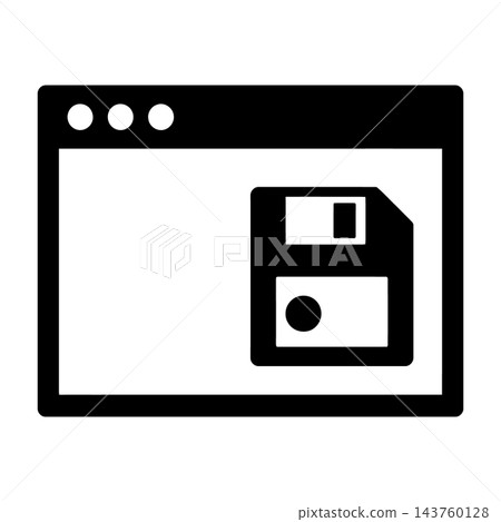 Floppy disk icon in computer window, symbolizing old technology and data storage Floppy disk icon in computer window, symbolizing old technology and data storage 143760128