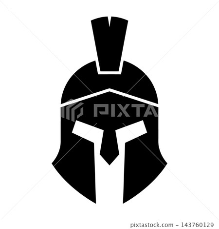 Spartan warrior helmet in black and white, ancient Greek symbol of strength Spartan warrior helmet in black and white, ancient Greek symbol of strength 143760129