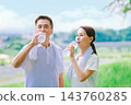 Senior couple rehydrating during exercise Senior couple rehydrating during exercise 143760285