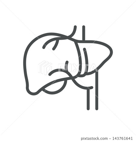 Liver Icon. Internal Organ Anatomy. Thin Line Digestive System Vector Illustration. Isolated Medical Outline Symbol 143761641
