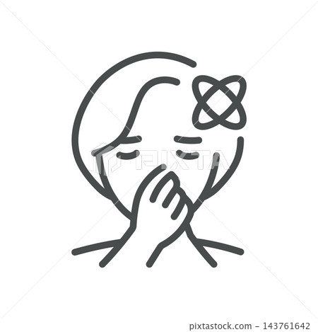 Nausea Icon. Queasy Person Hand Covering Mouth. Thin Line Medical Vector Illustration. Isolated Symptom Outline Symbol Nausea Icon. Queasy Person Hand Covering Mouth. Thin Line Medical Vector Illustration. Isolated Symptom Outline Symbol 143761642