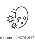 SIBO Icon. Bacterial Overgrowth Symbol. Stomach Outline. Thin Line Medical Vector Illustration. Isolated Pictogram 143761647
