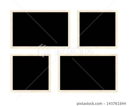 Template collage with four retro frame photos. Moodboard pictures album grid for scrapbooking. Vintage style mood board layout. Isolated on white background. Copy space for your text and photo 143761844