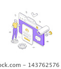 Man Using A Secure Login Form For A Web Page Account Isometric Vector Illustration 143762576