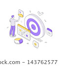 Man Planning A Business Strategy With A Target And Calendar Isometric Vector Illustration 143762577