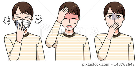 Illustration set of a man in poor health Illustration set of a man in poor health 143762642