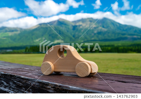 草地上的木製微型汽車 143762903
