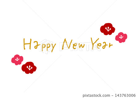 簡潔而優雅的設計,以白色為底,手繪“新年快樂”字樣,並飾以紅色和粉紅色的梅花。 簡潔而優雅的設計,以白色為底,手繪“新年快樂”字樣,並飾以紅色和粉紅色的梅花。 143763006
