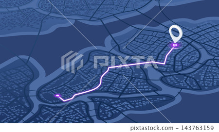 Main road throughout isometric map. Simple scheme of city. Navigation to poi. Generic city map with signs of streets, roads, house. Vector illustration, map background Main road throughout isometric map. Simple scheme of city. Navigation to poi. Generic city map with signs of streets, roads, house. Vector illustration, map background 143763159