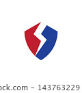 Shield logo icon with lightning bolt 143763229