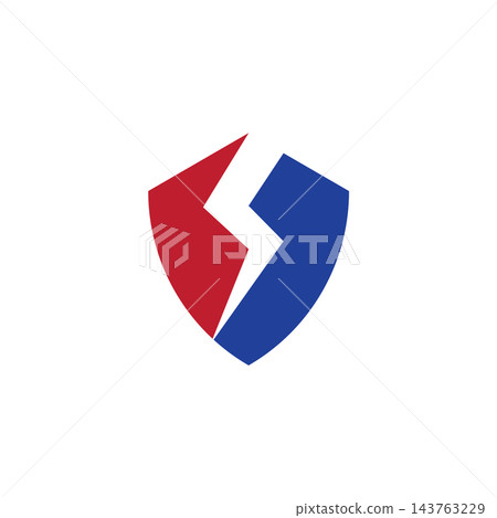 Shield logo icon with lightning bolt 143763229