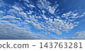 Vibrant blue sky filled with scattered white clouds 143763281